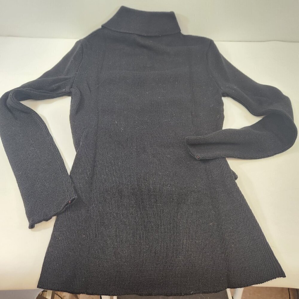 Alexander Luxury Knitwear Black Long Sleeve Collared Shirt w/ Belt Womens Small - Picture 5 of 8